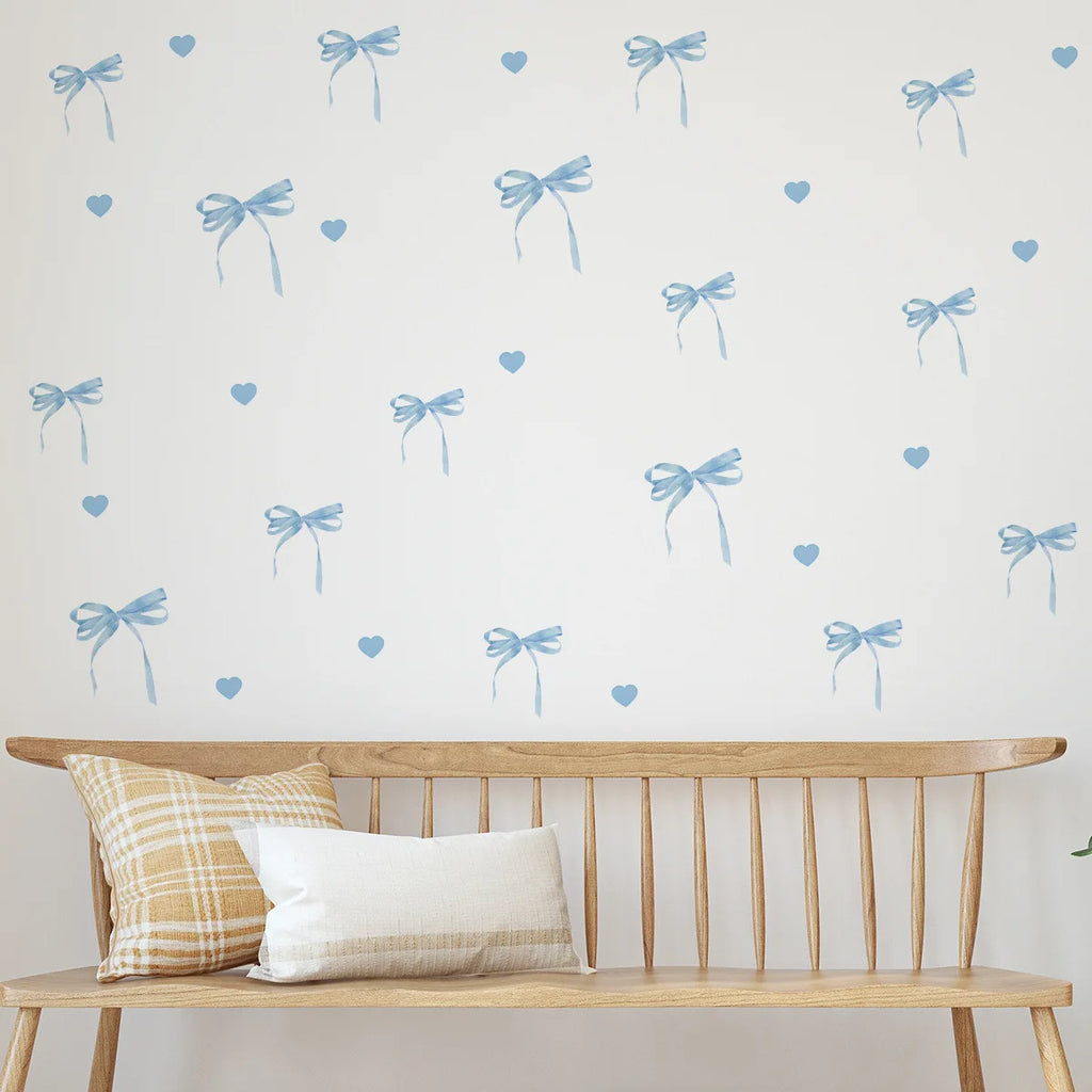 Creative Pink Bow Wall Sticker for Wardrobe Girl's Heart Bedroom Wall Sticker Love Image