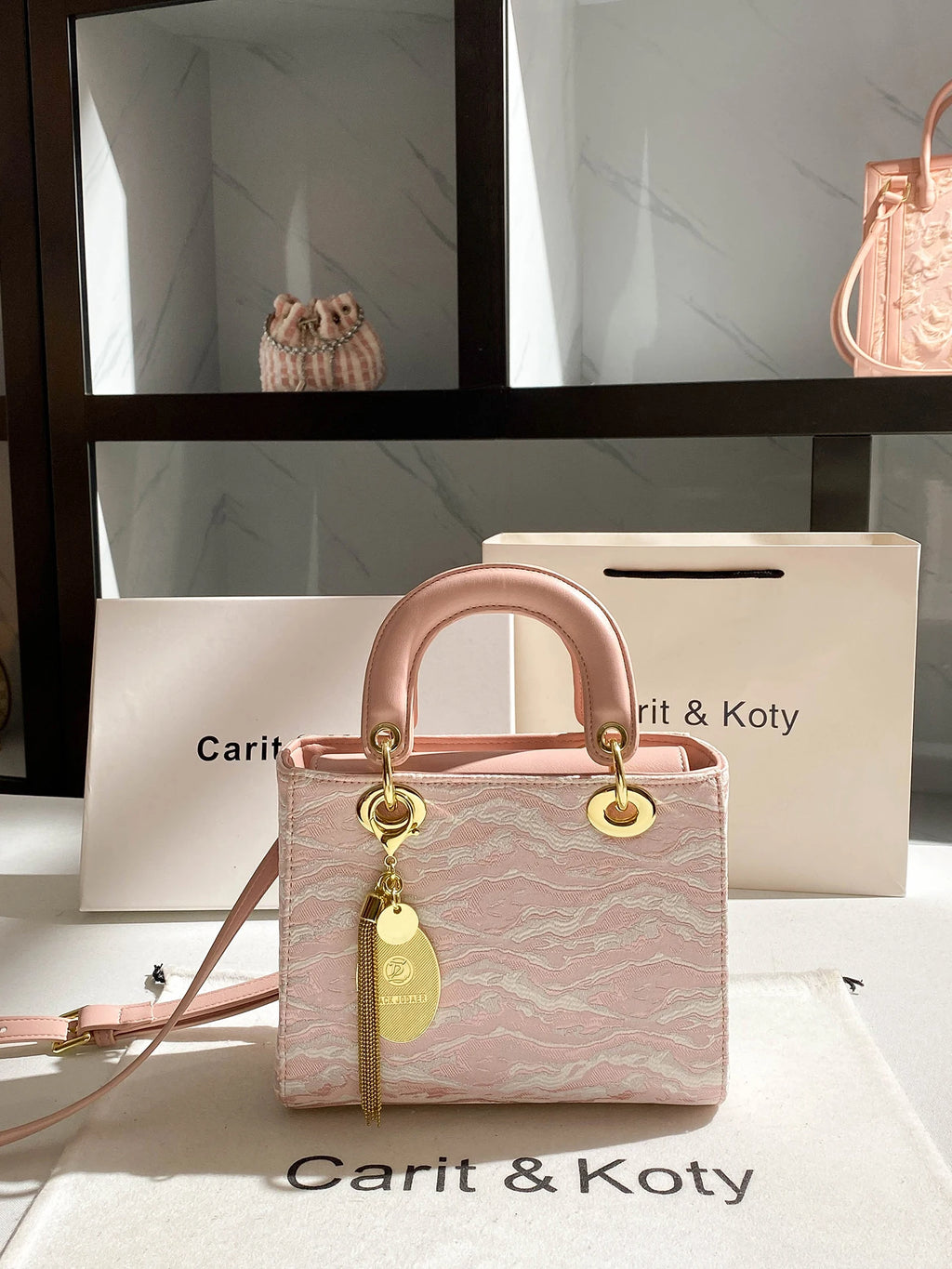 Sweet and Elegant Handheld Square Bag with Cute Pendant and Contrast Color 2025 Winter New in Handbags and Luxury Shoulder Bag