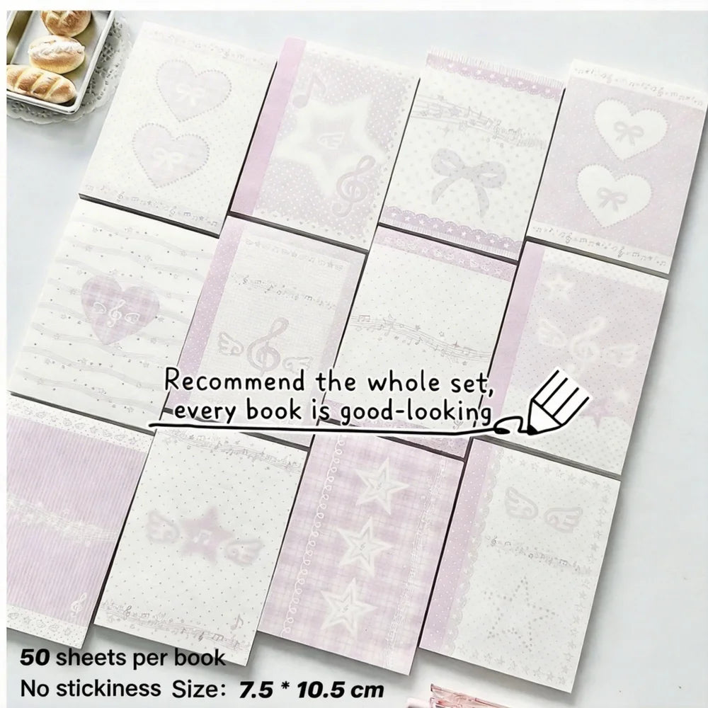 Musical Note Memo Pad Cute A7 Notepad Pink Memo Pad Adorable Non-Sticky Memo Pad For Diary Writing Journaling Note-Taking