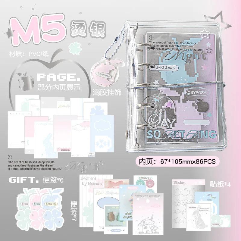MINKYS M5 Pocket Binder Notebook Planner Yearly Daily Weekly Agenda Book Photo Book Kawaii School Stationery