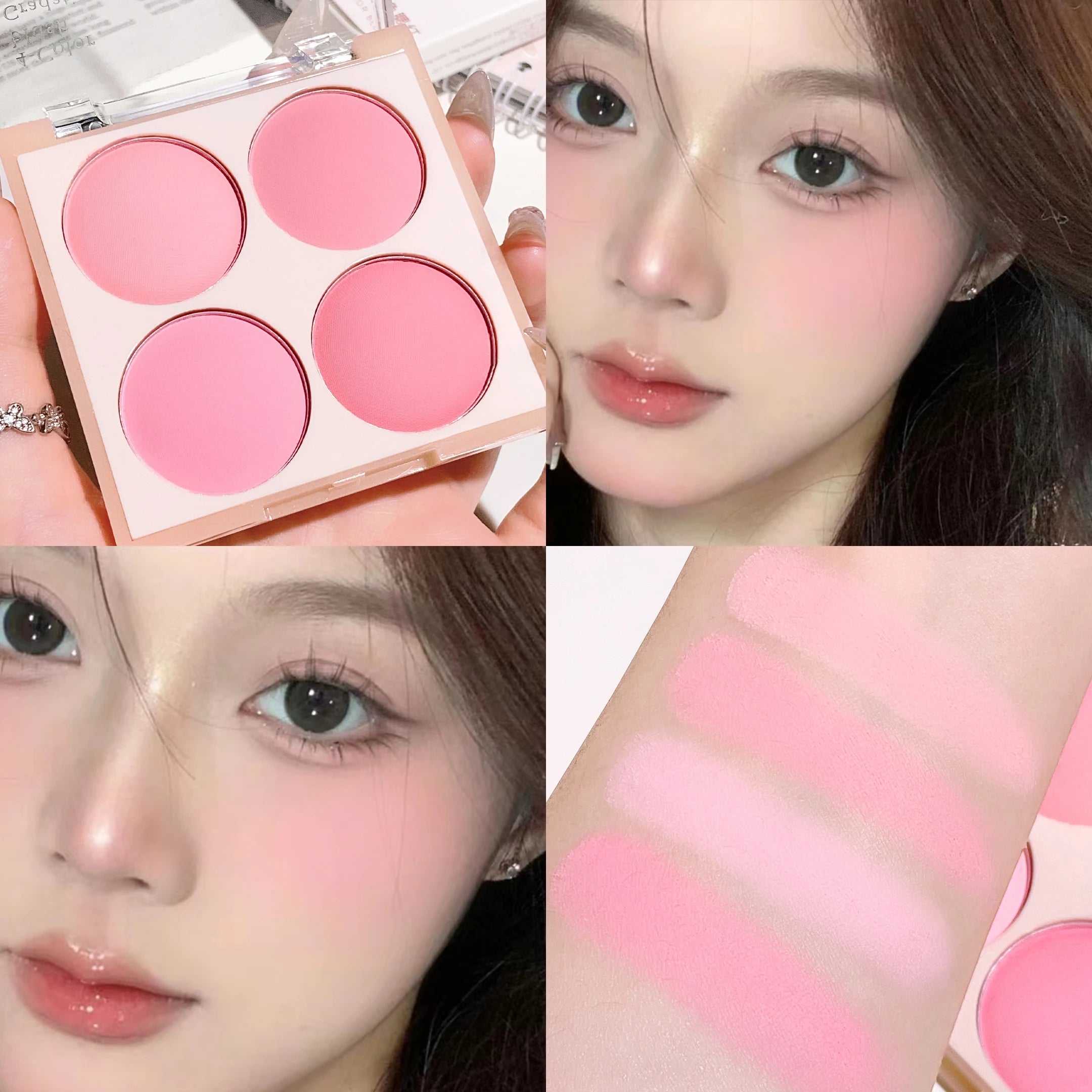 Smart 4-Color Matte Blush Palette – Natural Glow, Easy to Blend, Lightweight Cheek Color for Nude Makeup & Festival Looks