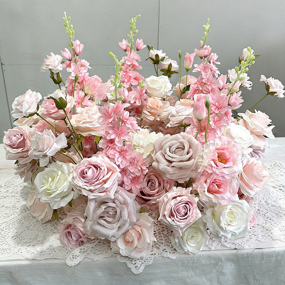 Pink Artificial Flower Ball Wreath 50/60/70/80cm Wedding Table Centerpiece Road Lead Decor Floral Arrangement for Party Event