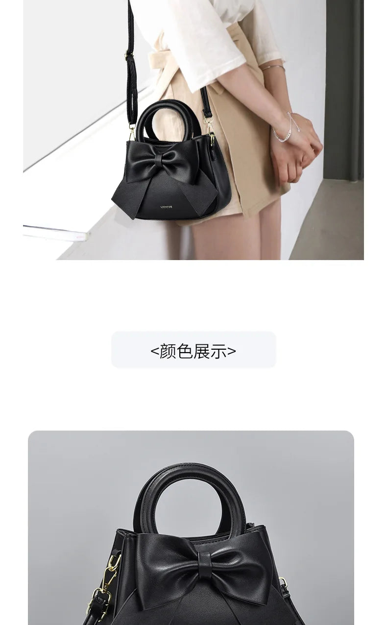 2024 New Trendy Women'S Small Square Bag High Quality Bow Single Shoulder Bag Fashionable  Western Style Crossbody Bag Handbag