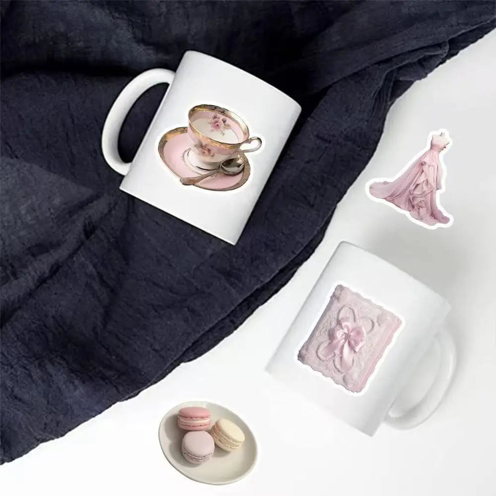 50Pcs Ins Style Pink Ballet Girl Stickers Cute Korean Aesthetic Sticker Hand Account Decoration DIY Phone Case Notebook Stickers
