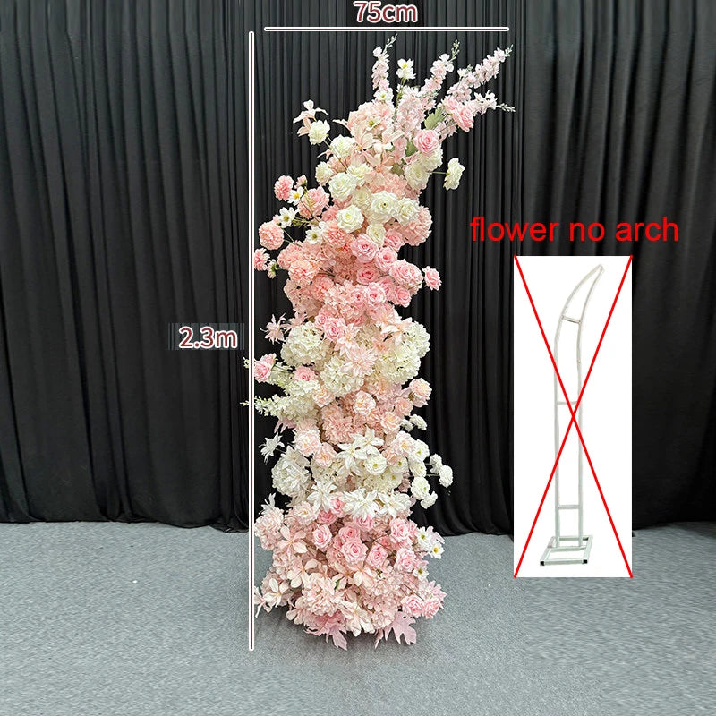 Artificial Hang Floral Arrangement Wedding Backdrop Arch Decor Pink White Rose Aisle Floor Flower Row Table Centerpieces Flower