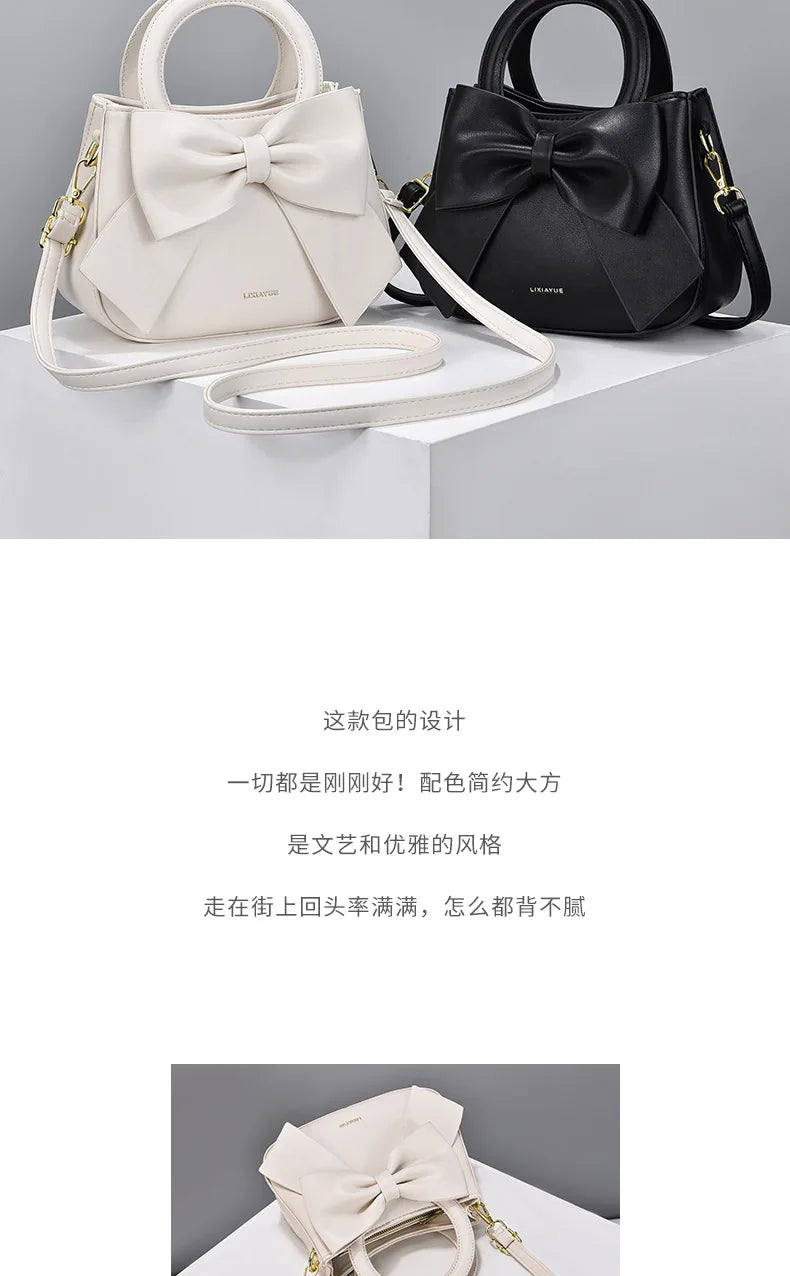 2024 New Trendy Women'S Small Square Bag High Quality Bow Single Shoulder Bag Fashionable  Western Style Crossbody Bag Handbag