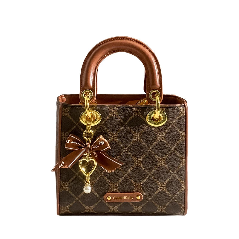 CAEISLKCIEL Women's Handbag 2025 New Diamond Design Diana Style Crossbody Handbag Soft PU Leather British Style Leisure Fashion