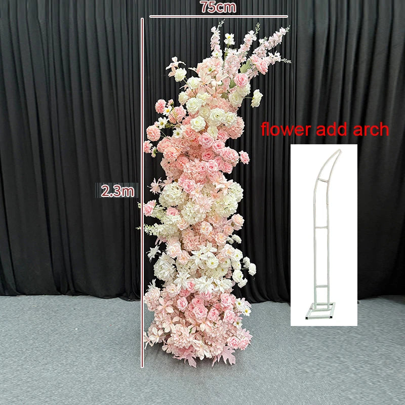 Artificial Hang Floral Arrangement Wedding Backdrop Arch Decor Pink White Rose Aisle Floor Flower Row Table Centerpieces Flower