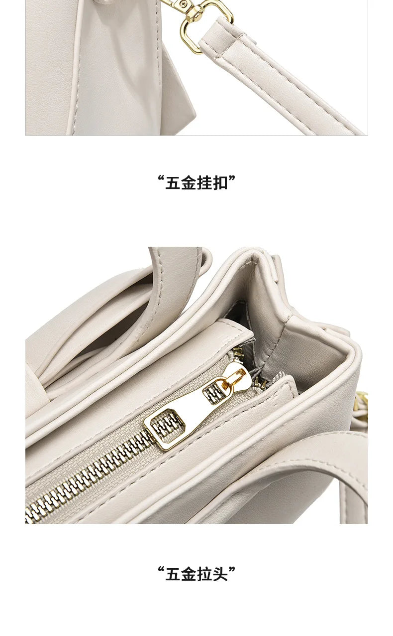 2024 New Trendy Women'S Small Square Bag High Quality Bow Single Shoulder Bag Fashionable  Western Style Crossbody Bag Handbag