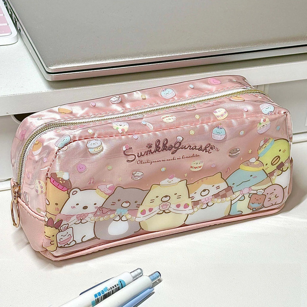 Cute Sumikko Gurashi Cake Pink Pen Case Pouch Pink Strawberry Rabbit Bear Pencil Case School Stationery Storage Box Bag