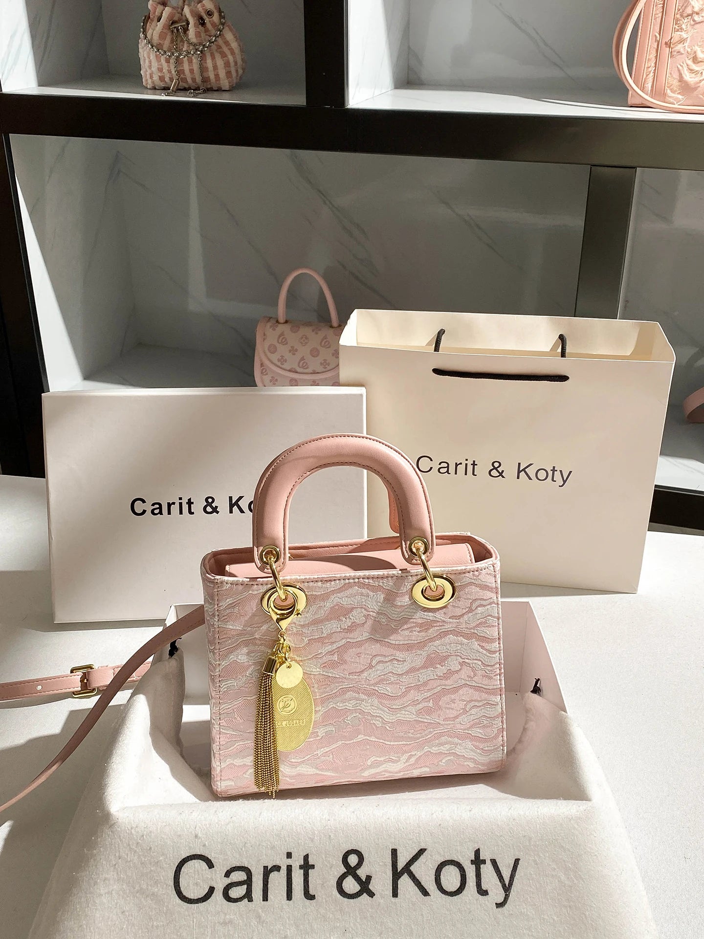 Sweet and Elegant Handheld Square Bag with Cute Pendant and Contrast Color 2025 Winter New in Handbags and Luxury Shoulder Bag