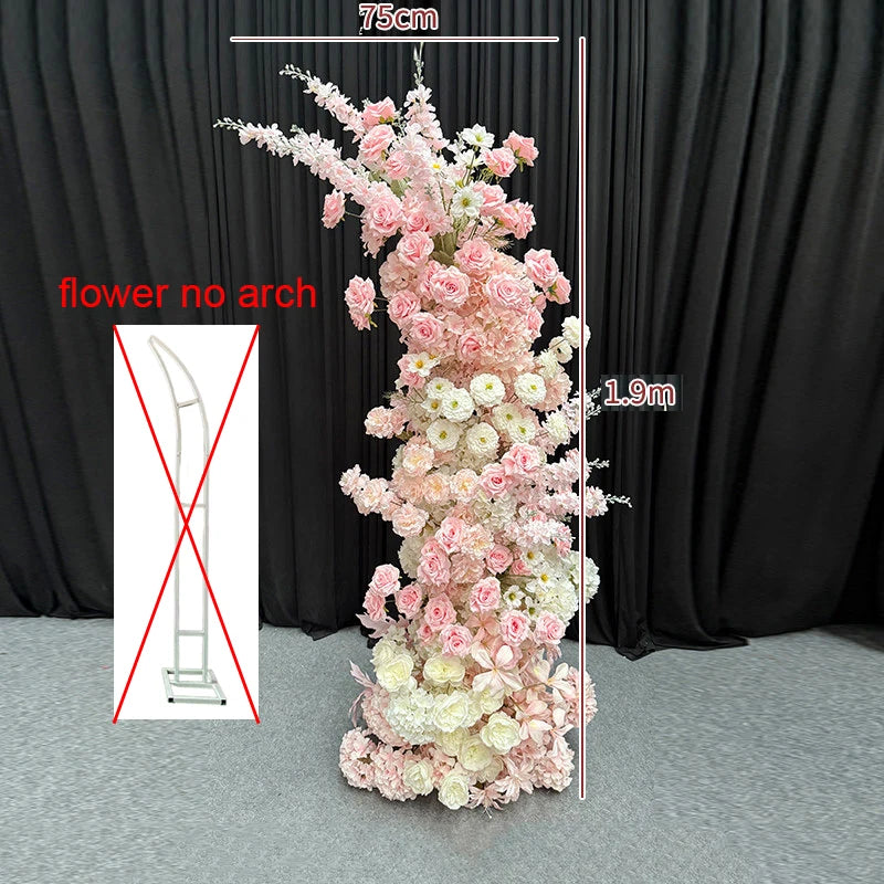 Artificial Hang Floral Arrangement Wedding Backdrop Arch Decor Pink White Rose Aisle Floor Flower Row Table Centerpieces Flower