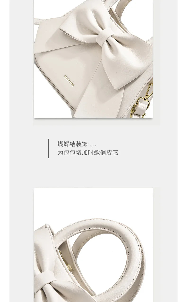 2024 New Trendy Women'S Small Square Bag High Quality Bow Single Shoulder Bag Fashionable  Western Style Crossbody Bag Handbag