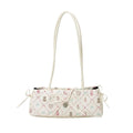 Cartoon Print Shoulder Bag for Women - Sweet Bow Underarm Bag, Pleated Versatile Tote, Casual Practical Commuter Handbag