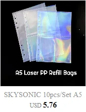 SKYSONIC Square Binder Collect Book DIY Sleeves & Notebook Refill Papers Idol Goo Card Journal Glitter Bullet Hand Book