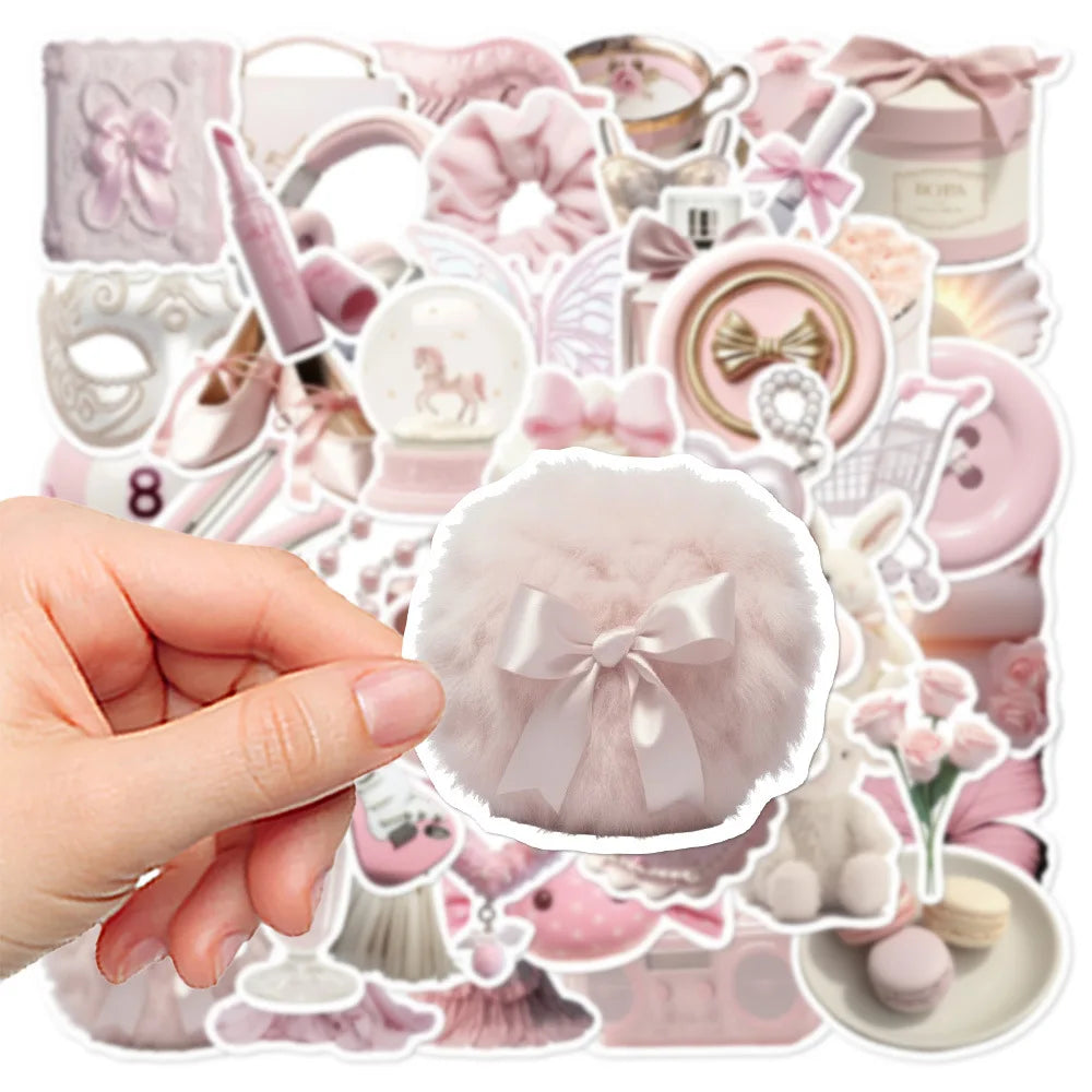50Pcs Ins Style Pink Ballet Girl Stickers Cute Korean Aesthetic Sticker Hand Account Decoration DIY Phone Case Notebook Stickers