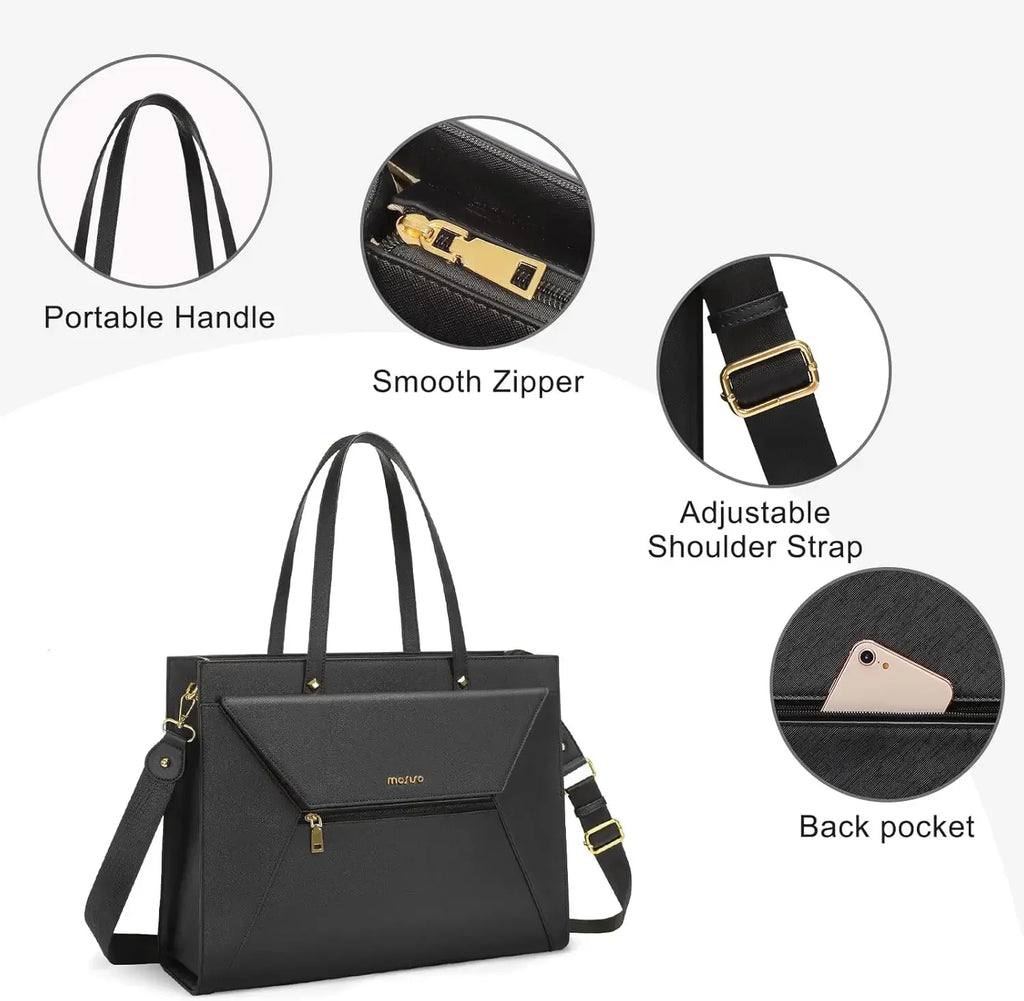 PU Leather Laptop Bag 15.6 inch Women's Tote Bag for MacBook Air Pro Dell Asus Notebook Shoulder Briefcase Casual Travel Handbag