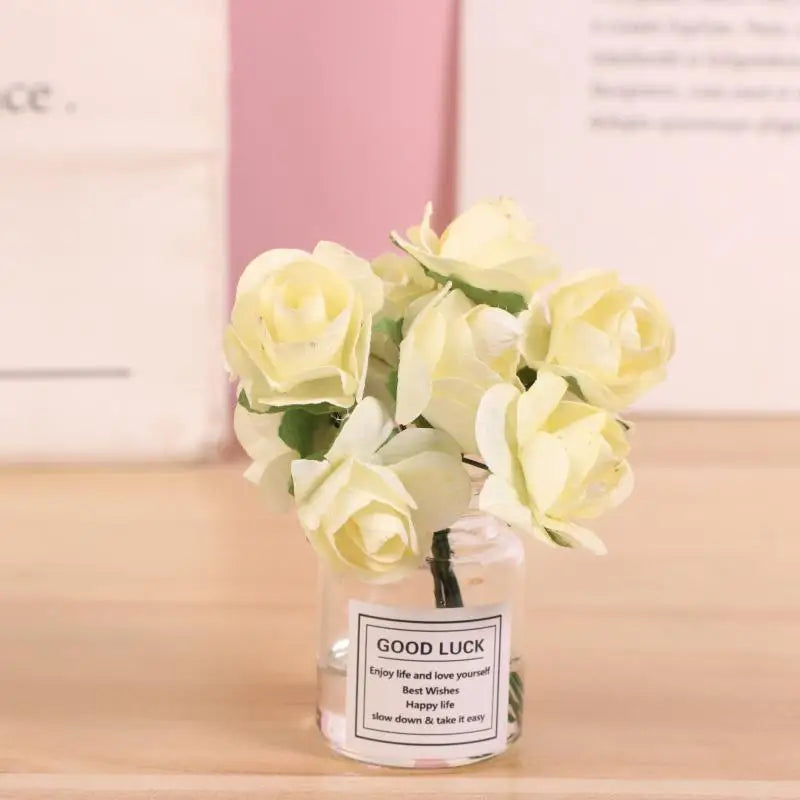 1Pcs Car Decoration Ornament Cute Simulation Rose Flower Vase Auto Dashboard Decoration Gadgets For Woman Car Accessories