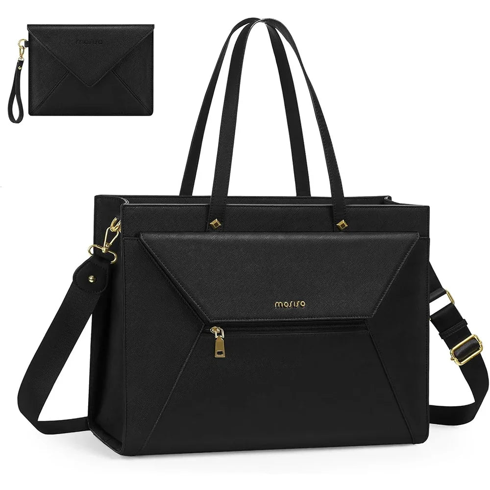 PU Leather Laptop Bag 15.6 inch Women's Tote Bag for MacBook Air Pro Dell Asus Notebook Shoulder Briefcase Casual Travel Handbag