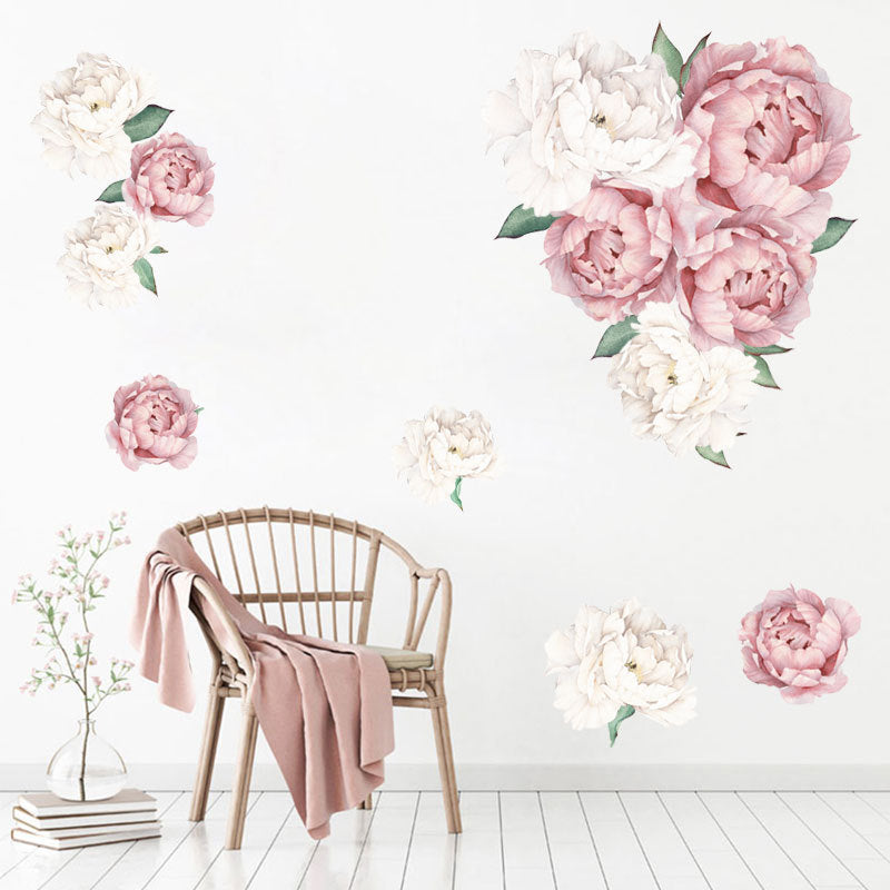 Creative Peony Series Wall Stickers Blossoming Peony Personality Combination Home Decoration Self-adhesive Wall Stickers