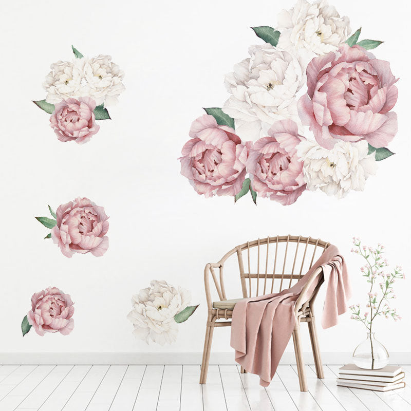 Creative Peony Series Wall Stickers Blossoming Peony Personality Combination Home Decoration Self-adhesive Wall Stickers