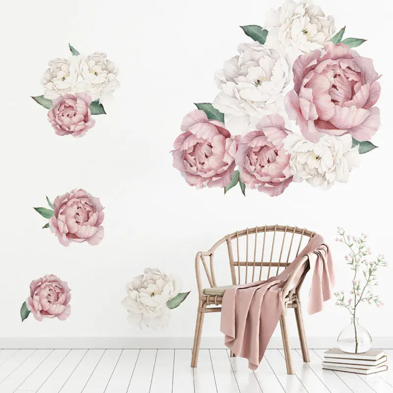 Creative Peony Series Wall Stickers Blossoming Peony Personality Combination Home Decoration Self-adhesive Wall Stickers
