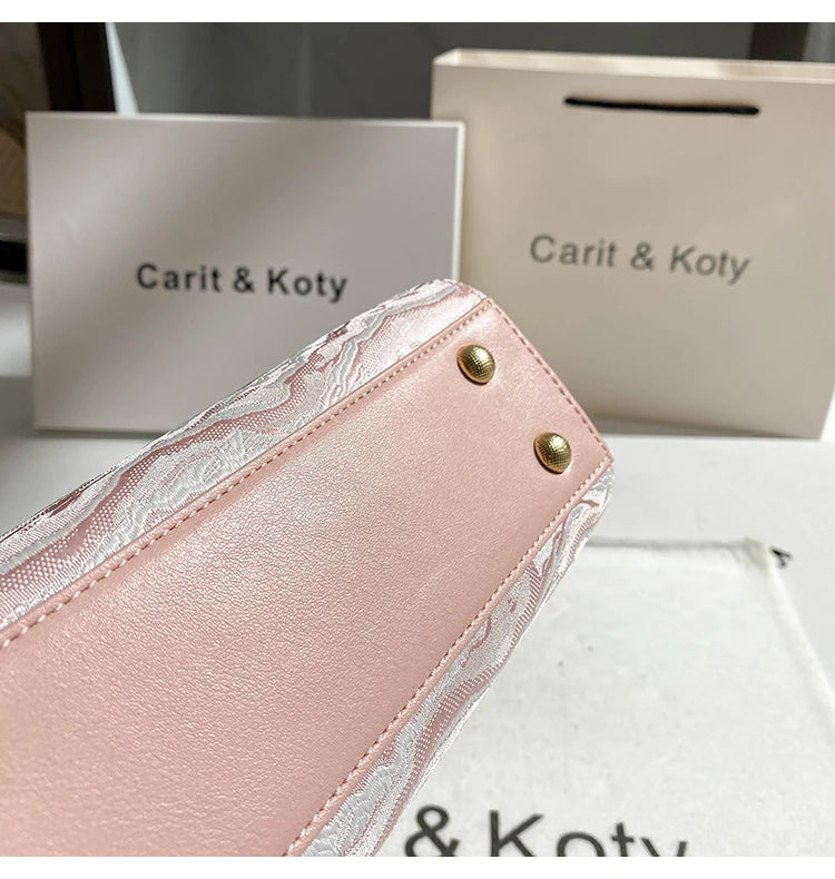 Sweet and Elegant Handheld Square Bag with Cute Pendant and Contrast Color 2025 Winter New in Handbags and Luxury Shoulder Bag