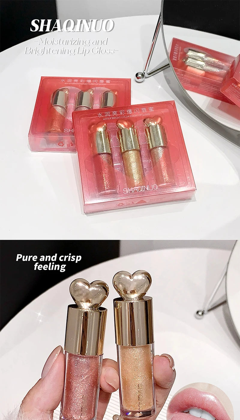Sakinuo Hydra Bright Flash Lip Gloss Love Fine Flash Cross Border Pearl Water Beep Lip Mirror Lip Gloss