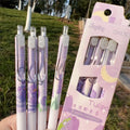 4pcs/box Aesthetic European Floral Gel Pen for Kids Girl 0.5mm Black Ink Study Staionery Writing Pen School Student Supplies