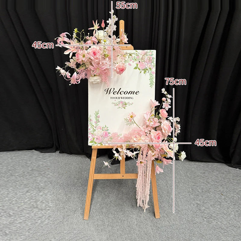 Artificial Hang Floral Arrangement Wedding Backdrop Arch Decor Pink White Rose Aisle Floor Flower Row Table Centerpieces Flower