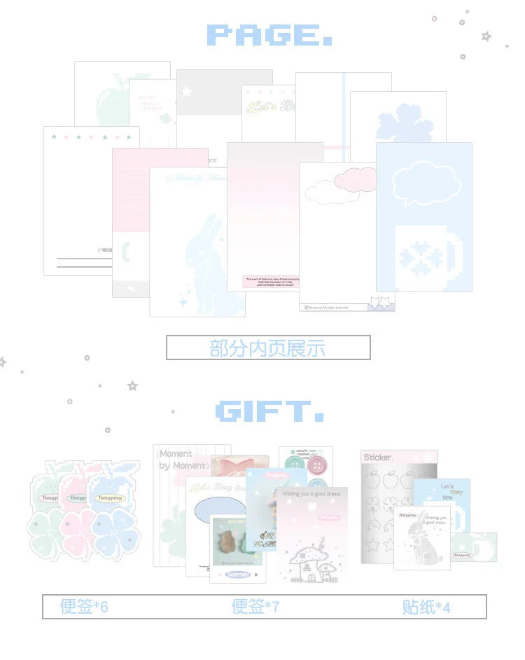 MINKYS M5 Pocket Binder Notebook Planner Yearly Daily Weekly Agenda Book Photo Book Kawaii School Stationery