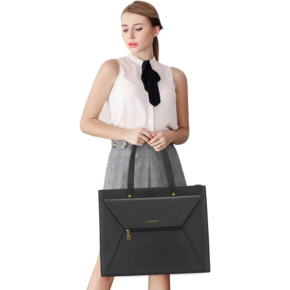 PU Leather Laptop Bag 15.6 inch Women's Tote Bag for MacBook Air Pro Dell Asus Notebook Shoulder Briefcase Casual Travel Handbag