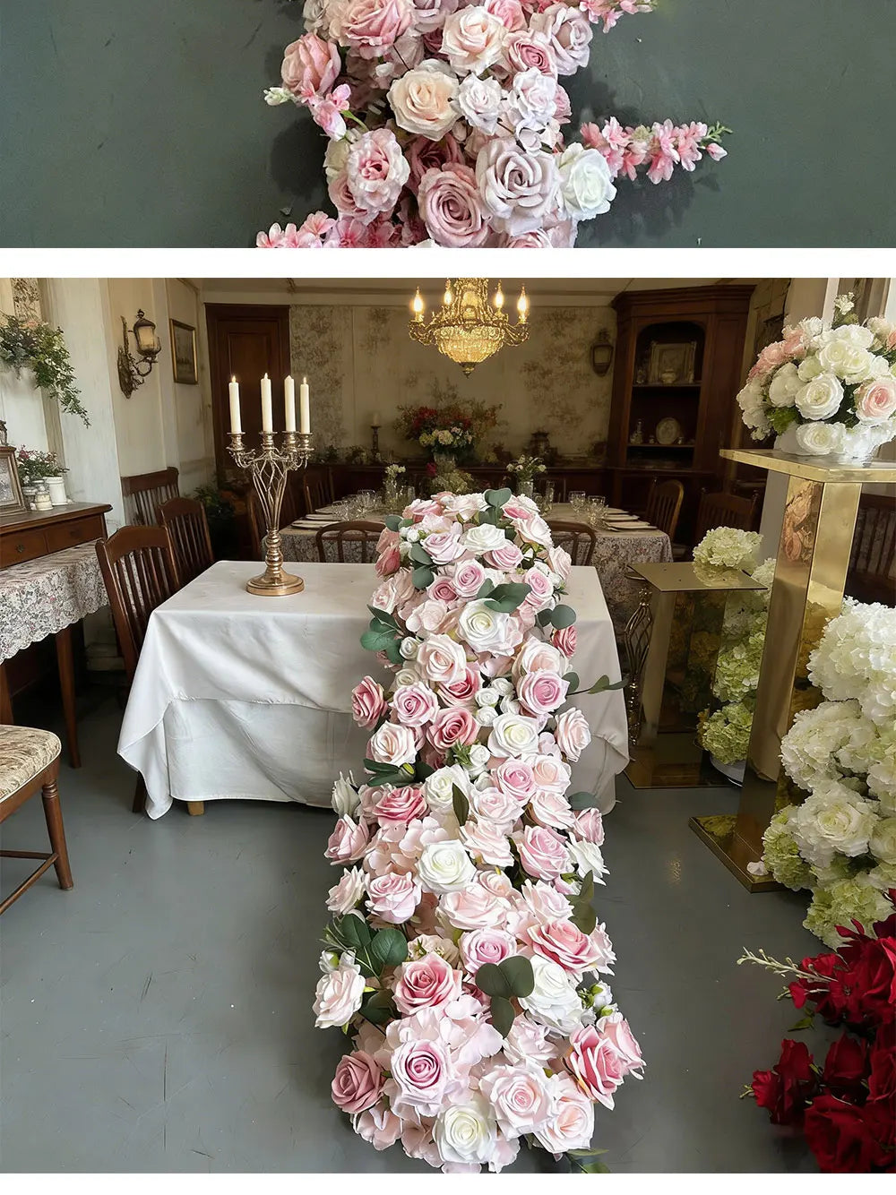 Pink Artificial Flower Ball Wreath 50/60/70/80cm Wedding Table Centerpiece Road Lead Decor Floral Arrangement for Party Event