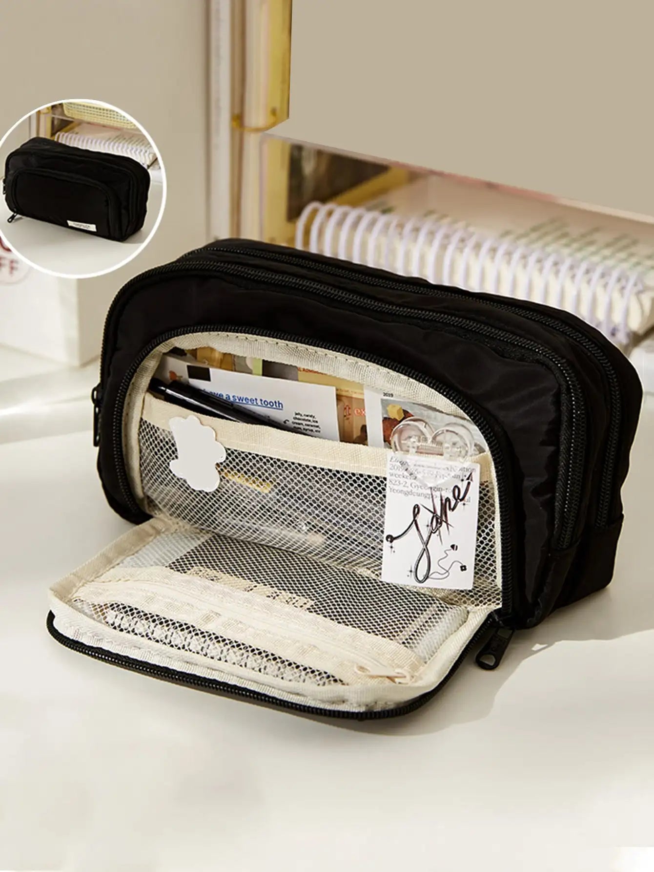 Large-Capacity Canvas Organizer Plus - Multi-Layer Storage with Durable Zipper and Stylish Colors - Portable Makeup, Storage Bag