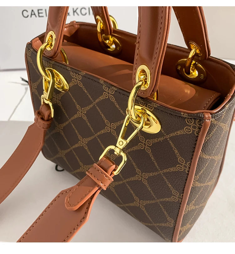 CAEISLKCIEL Women's Handbag 2025 New Diamond Design Diana Style Crossbody Handbag Soft PU Leather British Style Leisure Fashion