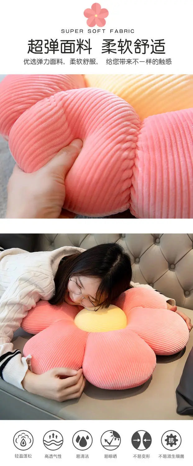 Stuffed Six Petal Flower Cushion Girly Room Decor SunflowerSetting for Kids Bedroom Seat Pillow Pillow Bay Window Pink Flower
