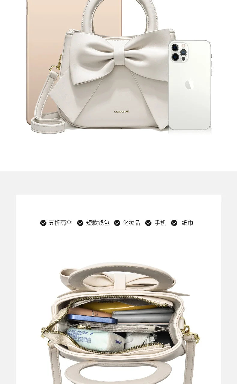 2024 New Trendy Women'S Small Square Bag High Quality Bow Single Shoulder Bag Fashionable  Western Style Crossbody Bag Handbag