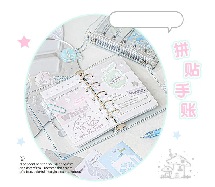 MINKYS M5 Pocket Binder Notebook Planner Yearly Daily Weekly Agenda Book Photo Book Kawaii School Stationery