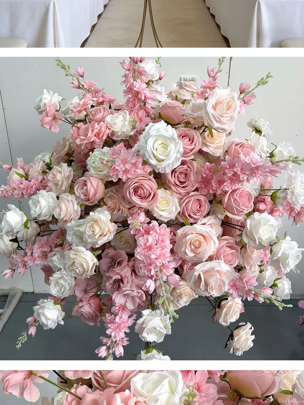Pink Artificial Flower Ball Wreath 50/60/70/80cm Wedding Table Centerpiece Road Lead Decor Floral Arrangement for Party Event