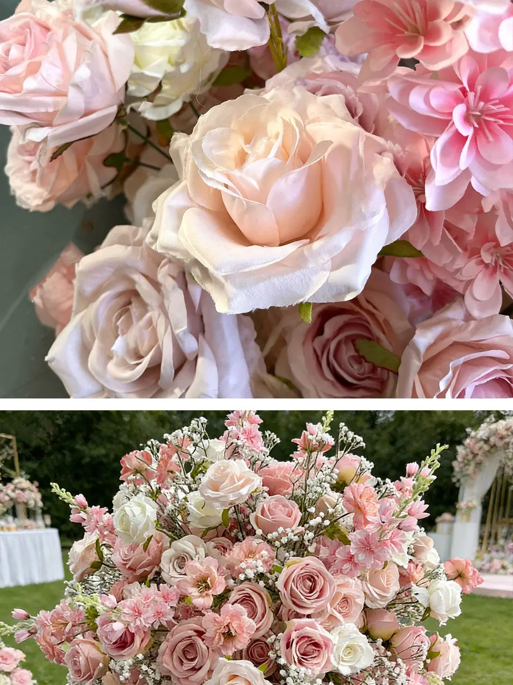 Pink Artificial Flower Ball Wreath 50/60/70/80cm Wedding Table Centerpiece Road Lead Decor Floral Arrangement for Party Event