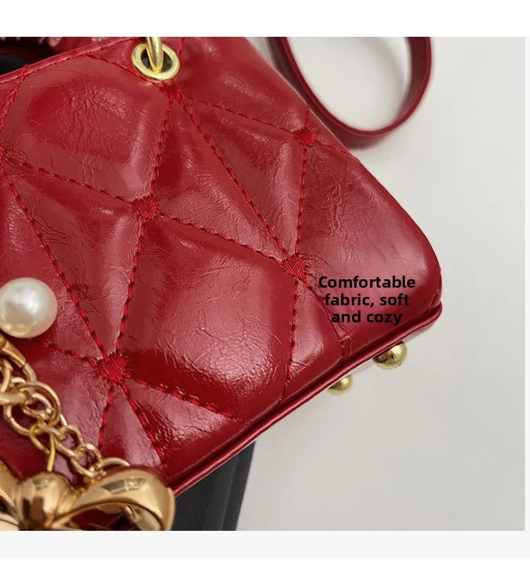 Elegant Women's Crossbody Bag Fashionable Diamond Pattern Single Room Handbag Versatile Party Bag Stylish Mini Square Bag