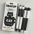 4pcs Cute Cat Pens 0.5mm Quick-Dry Black Cup Writing Pens Perfect for Office School Supplies School Stationery Playful Design