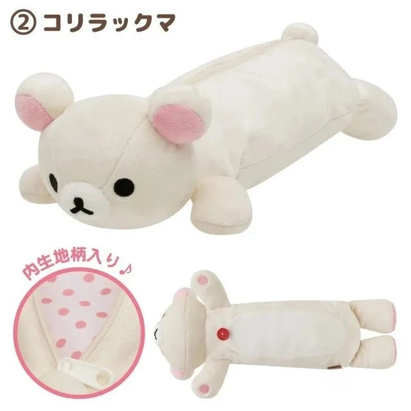 2025 Rilakkuma Bear Sister Cat Dress Up Kawaii Cartoon Plush Pencil Case Cute Pencil Pouch Pen Bag For Girls School Gifts
