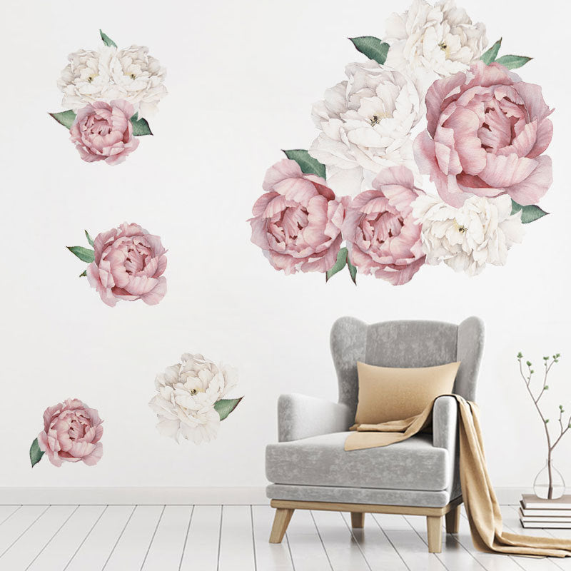 Creative Peony Series Wall Stickers Blossoming Peony Personality Combination Home Decoration Self-adhesive Wall Stickers