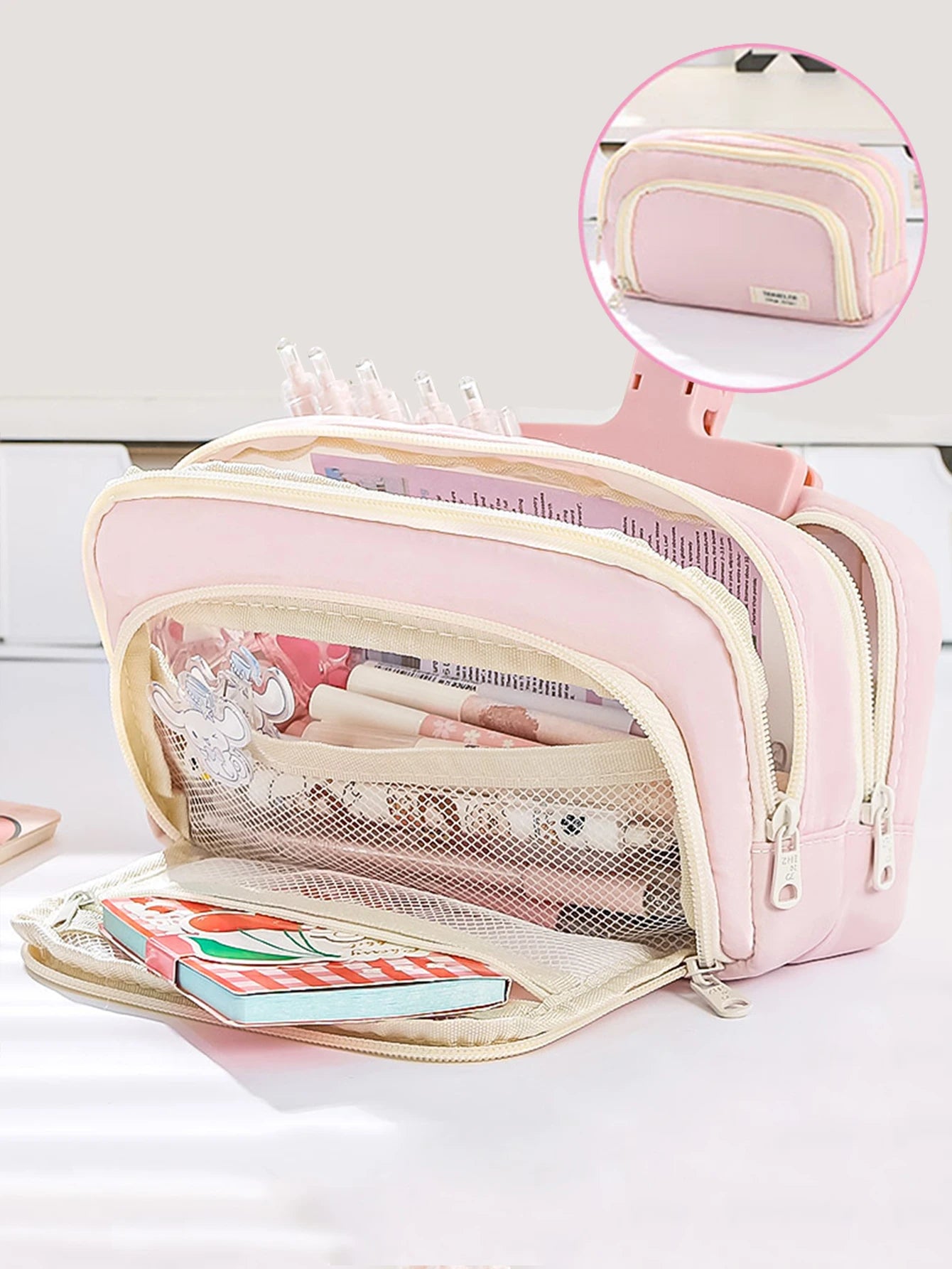Large-Capacity Canvas Organizer Plus - Multi-Layer Storage with Durable Zipper and Stylish Colors - Portable Makeup, Storage Bag