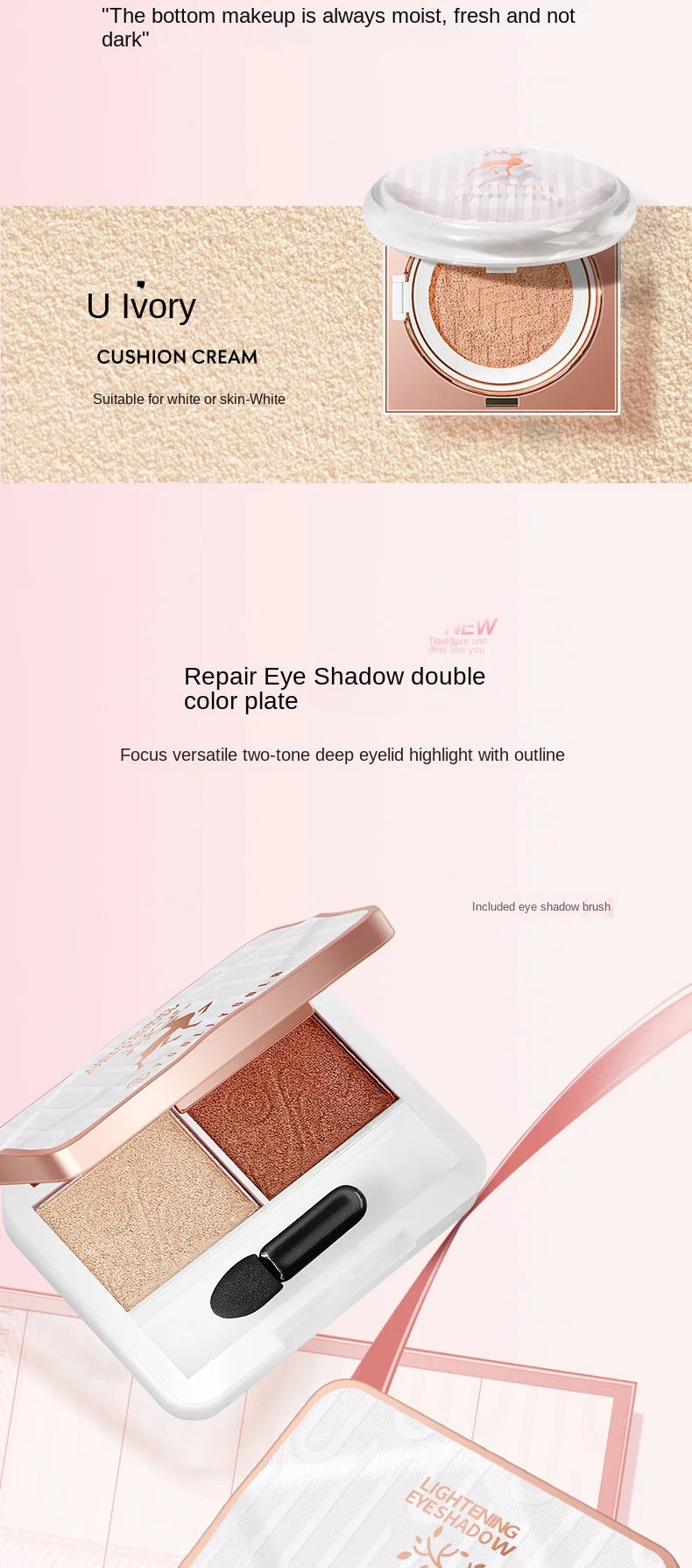 2022 Makeup Cosmetic Set Oriental Beauty Lotus Pond Moonlight Gift Box Velvet Lipstick Ivory Concealer Eye Shadow Setting Powder