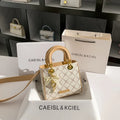 CAEISLKCIEL Women's Handbag 2025 New Diamond Design Diana Style Crossbody Handbag Soft PU Leather British Style Leisure Fashion