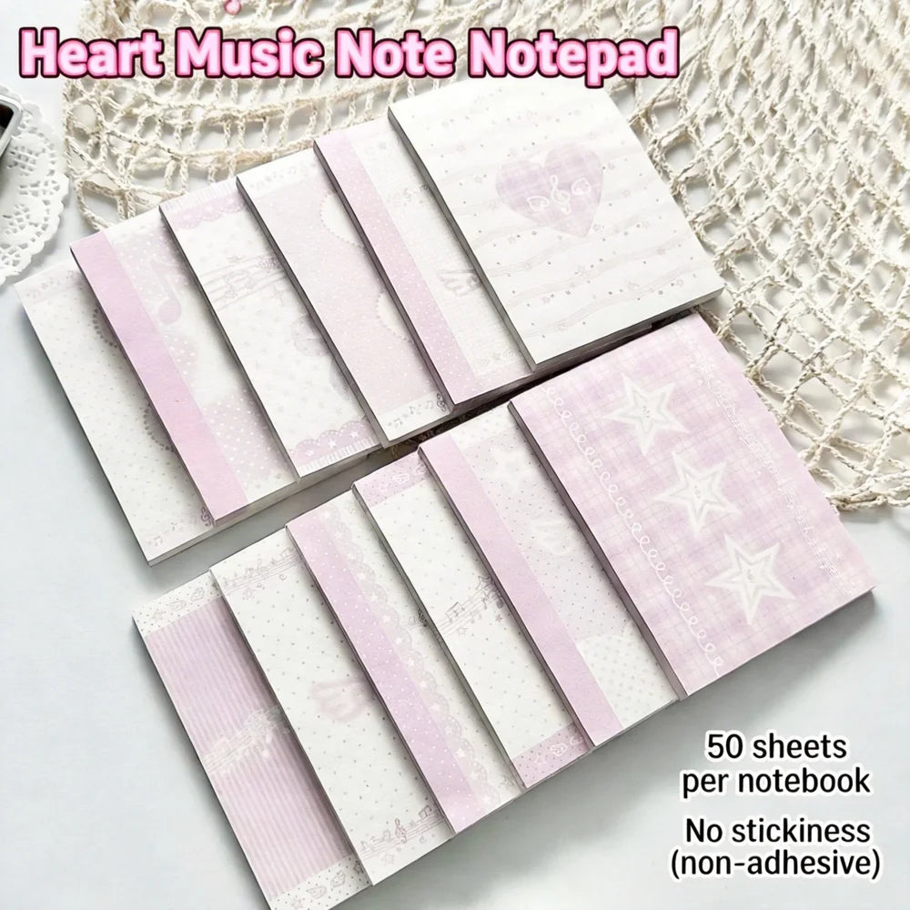 Musical Note Memo Pad Cute A7 Notepad Pink Memo Pad Adorable Non-Sticky Memo Pad For Diary Writing Journaling Note-Taking
