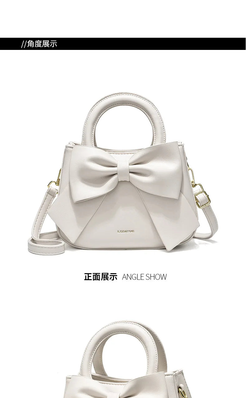 2024 New Trendy Women'S Small Square Bag High Quality Bow Single Shoulder Bag Fashionable  Western Style Crossbody Bag Handbag