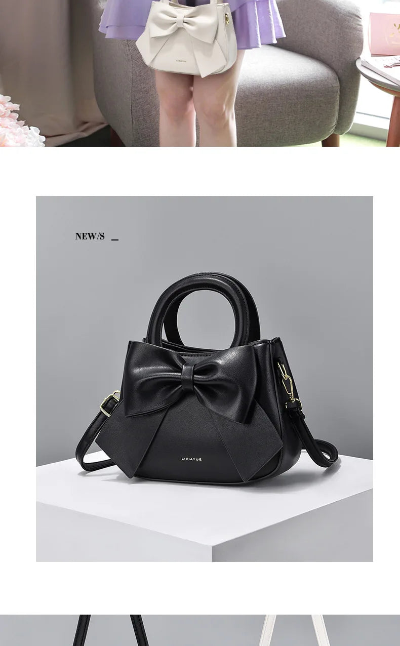 2024 New Trendy Women'S Small Square Bag High Quality Bow Single Shoulder Bag Fashionable  Western Style Crossbody Bag Handbag
